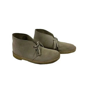 Clarks Bushacre II Mens 8 Gray Tan Suede Leather Chukka Desert Lace Up Boots